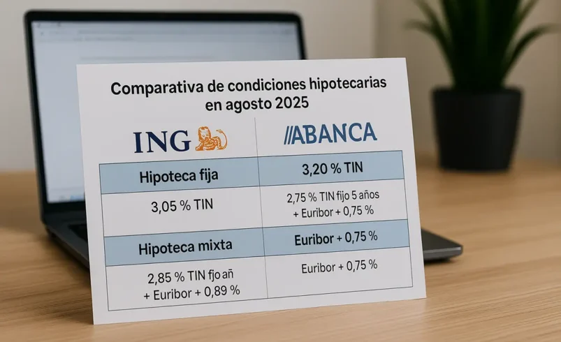 La mejor hipoteca de agosto 2025: comparativa ING vs Abanca